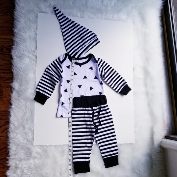 Baby Boy 3 Piece Outfit Set Pants Shirt Hat - Picture 2 of 3